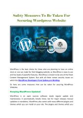 Safety Measures To Be Taken For Securing Wordpress Website.pdf